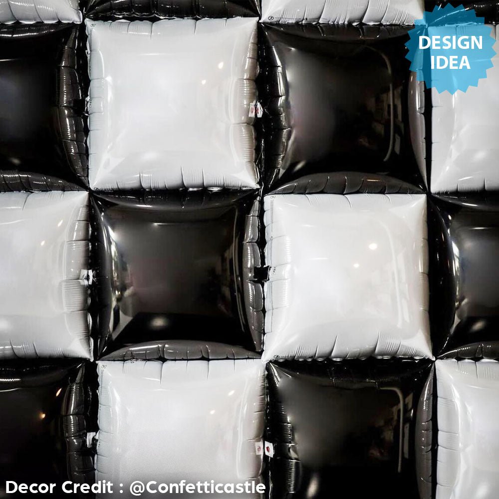 Foil Balloon 24 Inch Squared Black & White