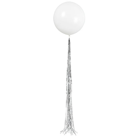 White Latex Balloon with Silver Tassel