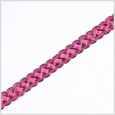 5/8" Fuchsia/Gold Metallic Braid