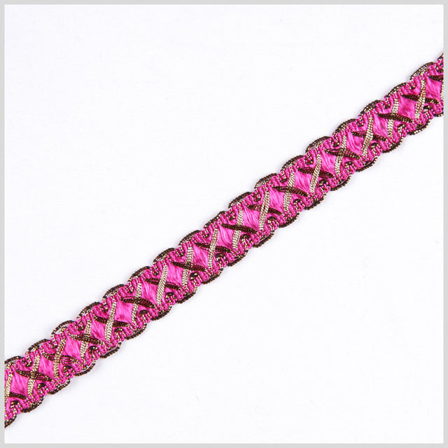 5/8" Fuchsia/Gold Metallic Braid