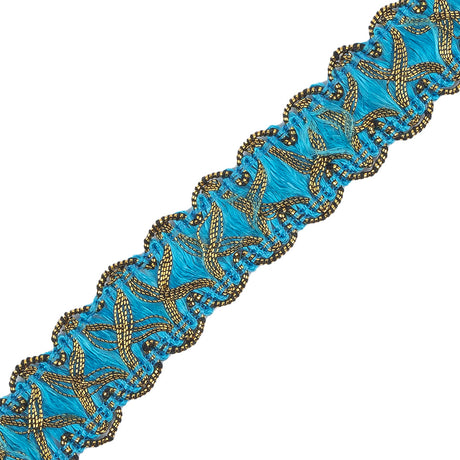 Turquoise/Gold Metallic Braid