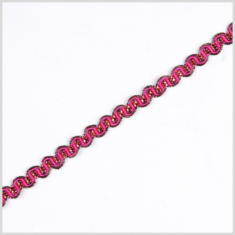 3/8" Fuchsia/Gold Metallic Braid