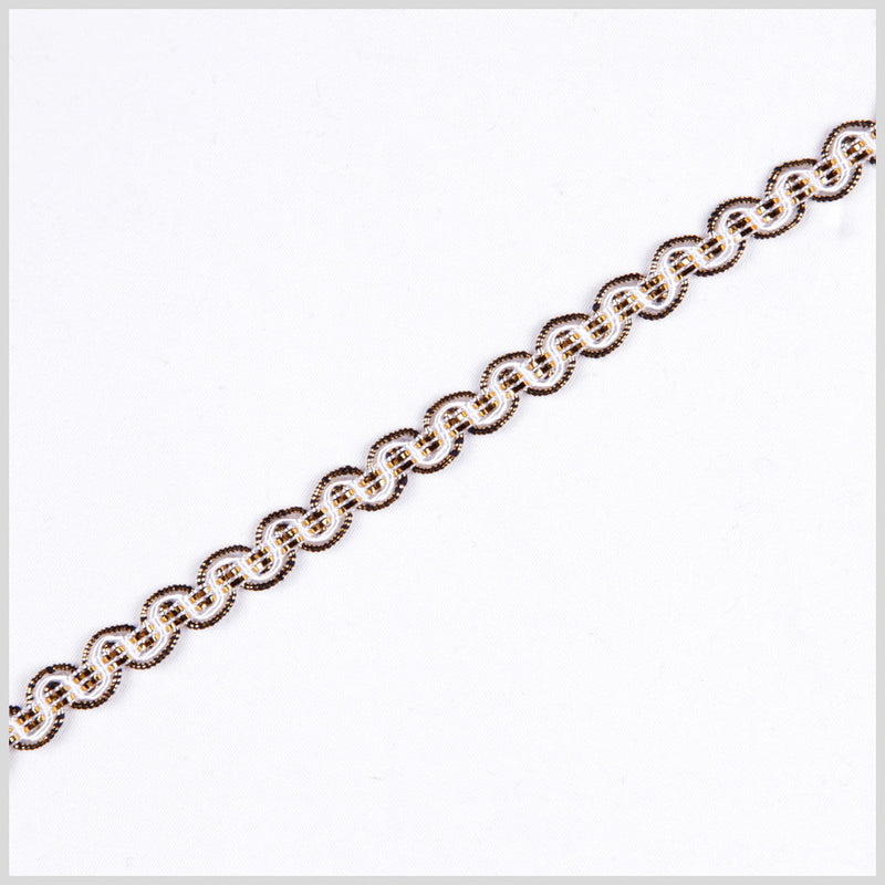 White/Gold Metallic Braid - 0.5"