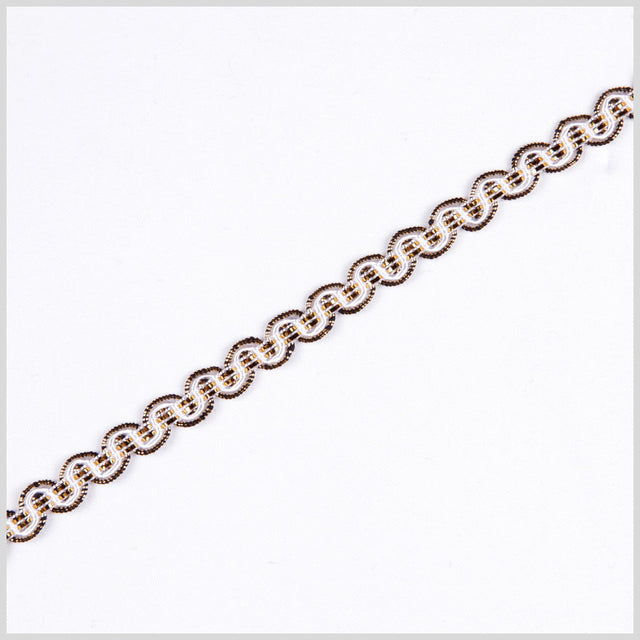 White/Gold Metallic Braid - 0.5"