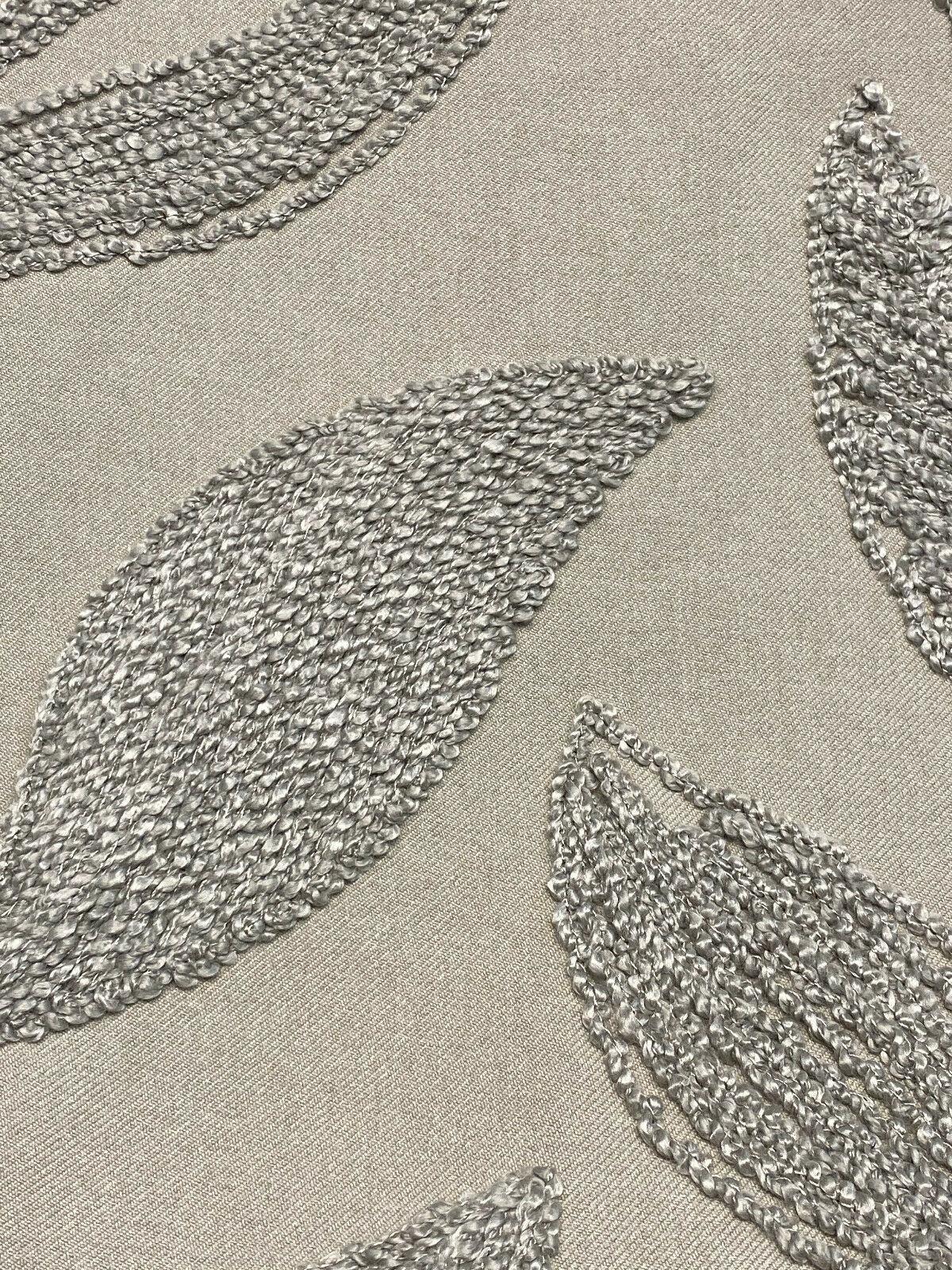 Valiant Dillon Embroidered Crewel Fabric - Natural Taupe Leaf Design, 54" Width (By The Yard)