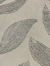 Valiant Dillon Embroidered Crewel Fabric - Natural Taupe Leaf Design, 54" Width (By The Yard)