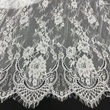 3 Yards Chantilly Embroidered Lace Fabric with Eyelash Scallop