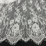 Embroidered Chantilly Lace Fabric with Eyelash Scallop