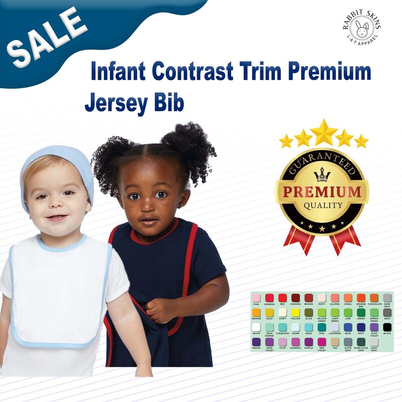 RADYAN® Infant Contrast Trim Premium Jersey Bib - 1004