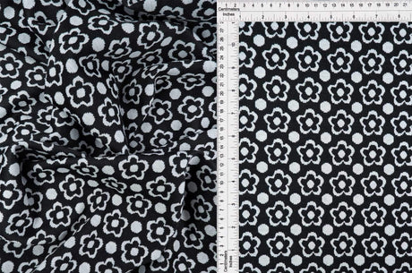 1 Yard Double Knit Jacquard Floral Fabric Heavyweight Stretch Flower Knit, 58/60" Wide