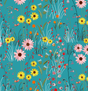 Cotton Fabric Turquoise Over The Hill View 43/44"