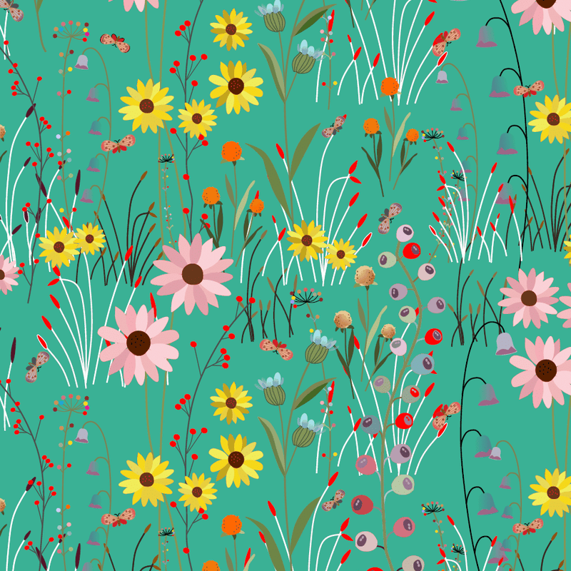 Cotton Fabric Mint Green Over The Hill View 43/44"