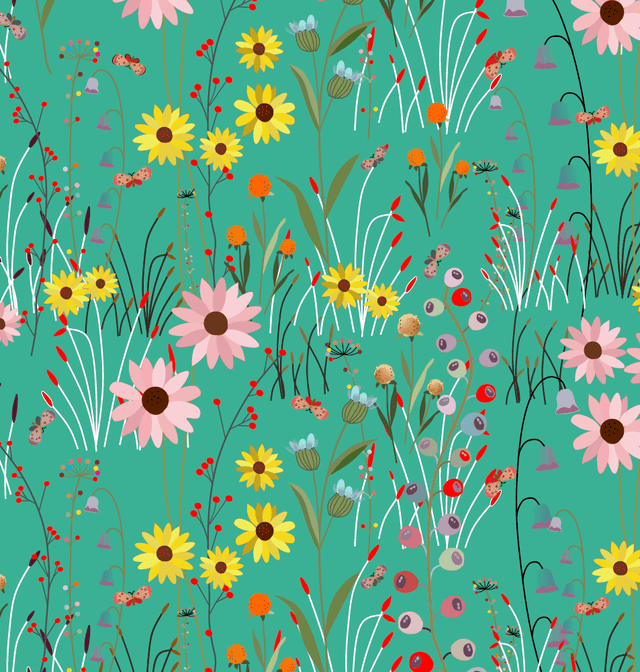 Cotton Fabric Mint Green Over The Hill View 43/44"