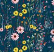 Cotton Fabric Navy Blue Over The Hill View 43/44"