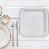 24 Count White Square Paper Dessert Plates for Wedding Birthday Baby Shower Party Events 7"
