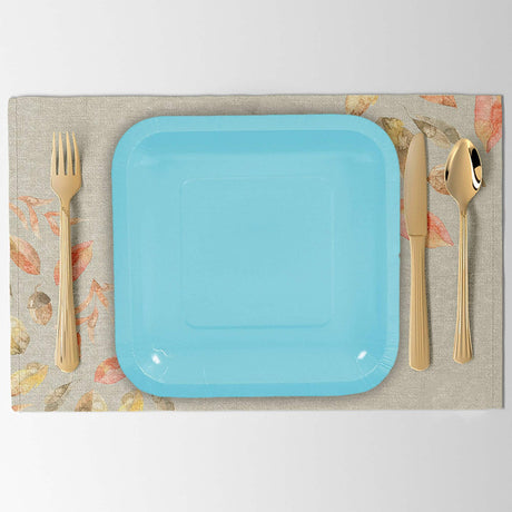 24 Count Light Blue Square Paper Dessert Plates for Wedding Birthday Baby Shower Events 7 Inch