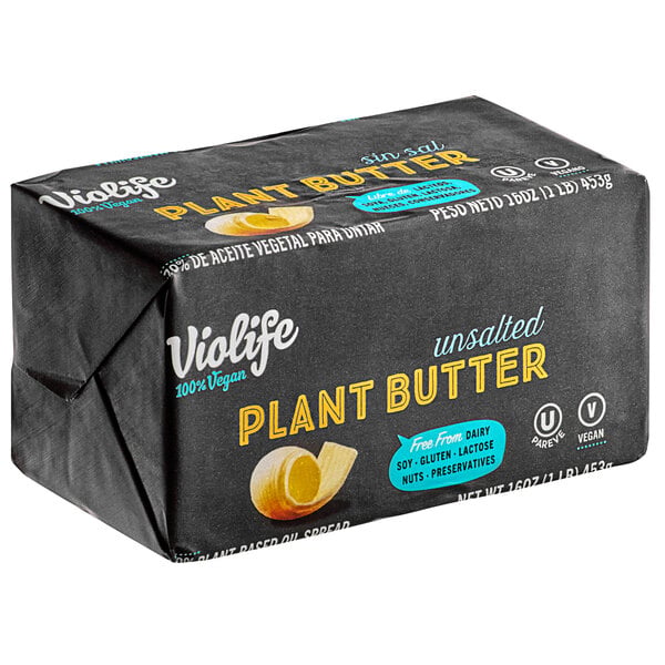 Violife Plant-Based Vegan Unsalted Butter Brick 1 lb. - 36/Case