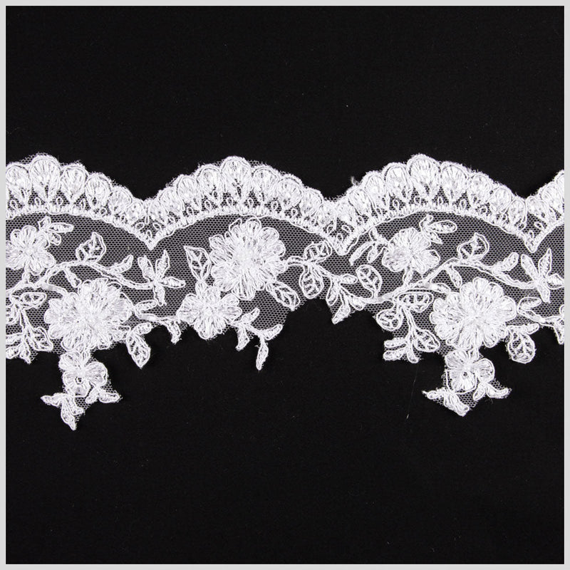 4.25" White/Silver Bridal Beaded Lace