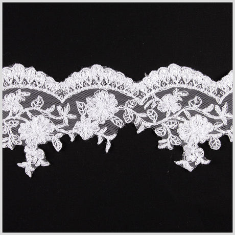 4.25" White/Silver Bridal Beaded Lace