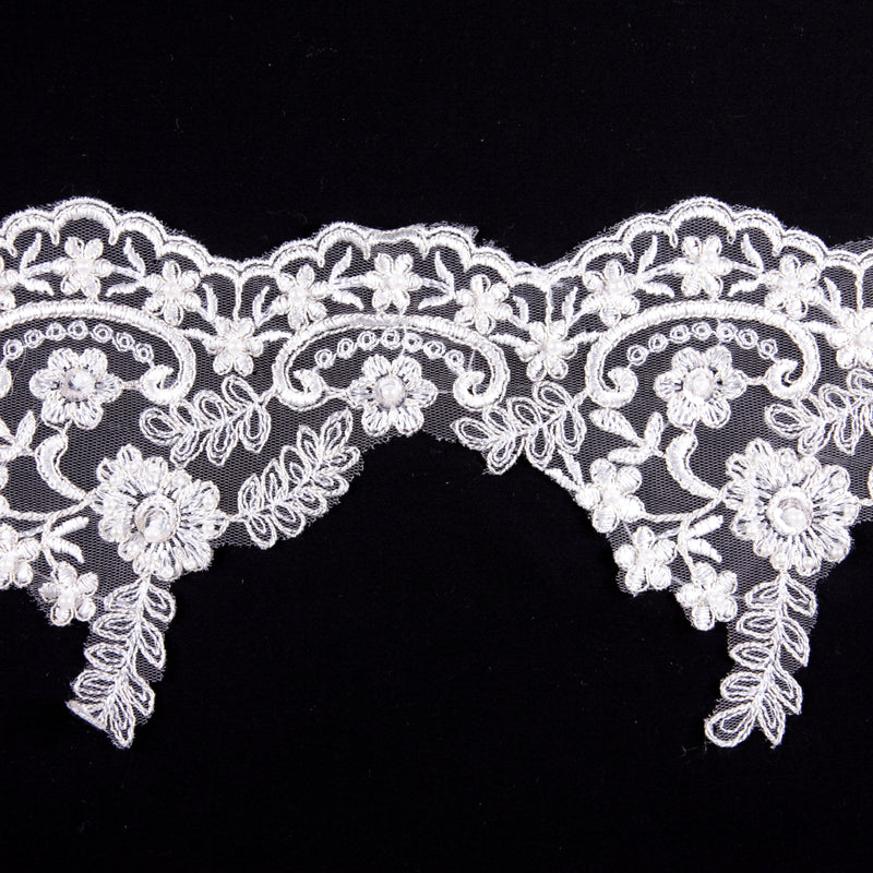Off-White / Gold Beaded Lace