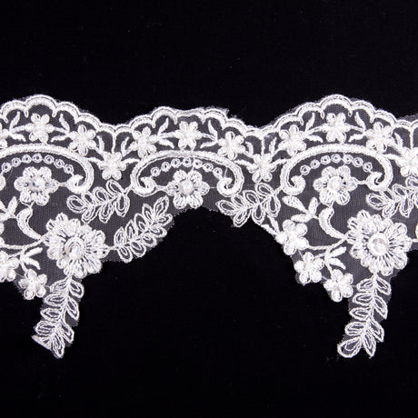 Off-White / Gold Beaded Lace