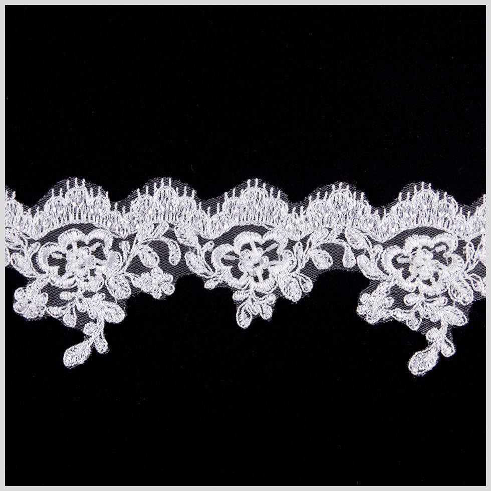 3" Off-White/Gold Bridal Beaded Lace