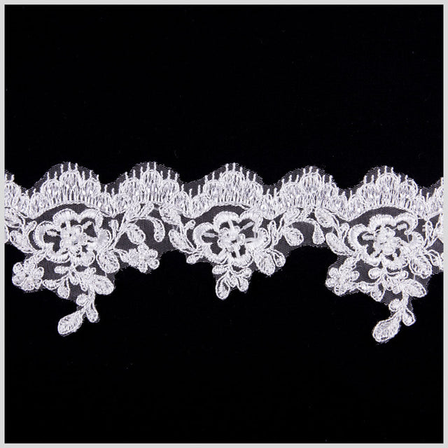 3" Off-White/Gold Bridal Beaded Lace