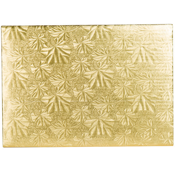 Quarter Sheet Gold Cake Board 13 3/4" x 9 3/4" Fold-Under 1/4" Thick
