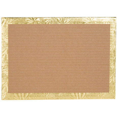 Quarter Sheet Gold Cake Board 13 3/4" x 9 3/4" Fold-Under 1/4" Thick