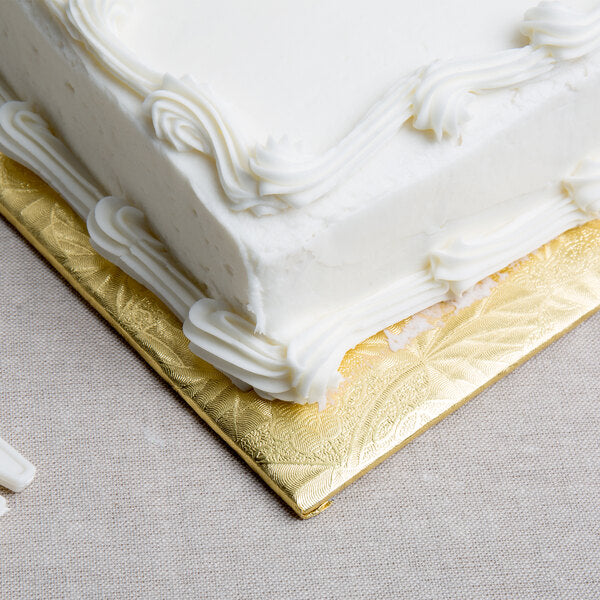 Quarter Sheet Gold Cake Board 13 3/4" x 9 3/4" Fold-Under 1/4" Thick
