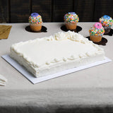 Quarter Sheet White Cake Board 13 3/4" x 9 3/4" Fold-Under 1/4" Thick