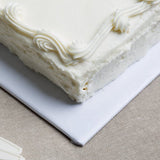 Quarter Sheet White Cake Board 13 3/4" x 9 3/4" Fold-Under 1/4" Thick