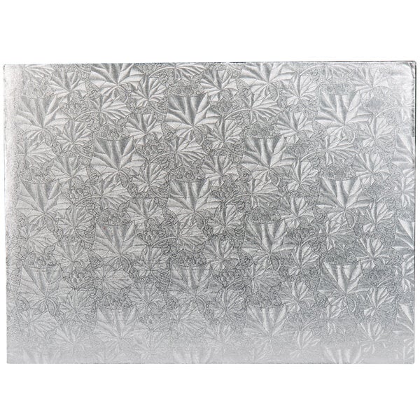 Quarter Sheet Silver Cake Board 13 3/4" x 9 3/4" Fold-Under 1/4" Thick