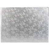 Quarter Sheet Silver Cake Board 13 3/4" x 9 3/4" Fold-Under 1/4" Thick