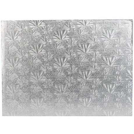 Quarter Sheet Silver Cake Board 13 3/4" x 9 3/4" Fold-Under 1/4" Thick