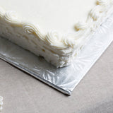 Quarter Sheet Silver Cake Board 13 3/4" x 9 3/4" Fold-Under 1/4" Thick