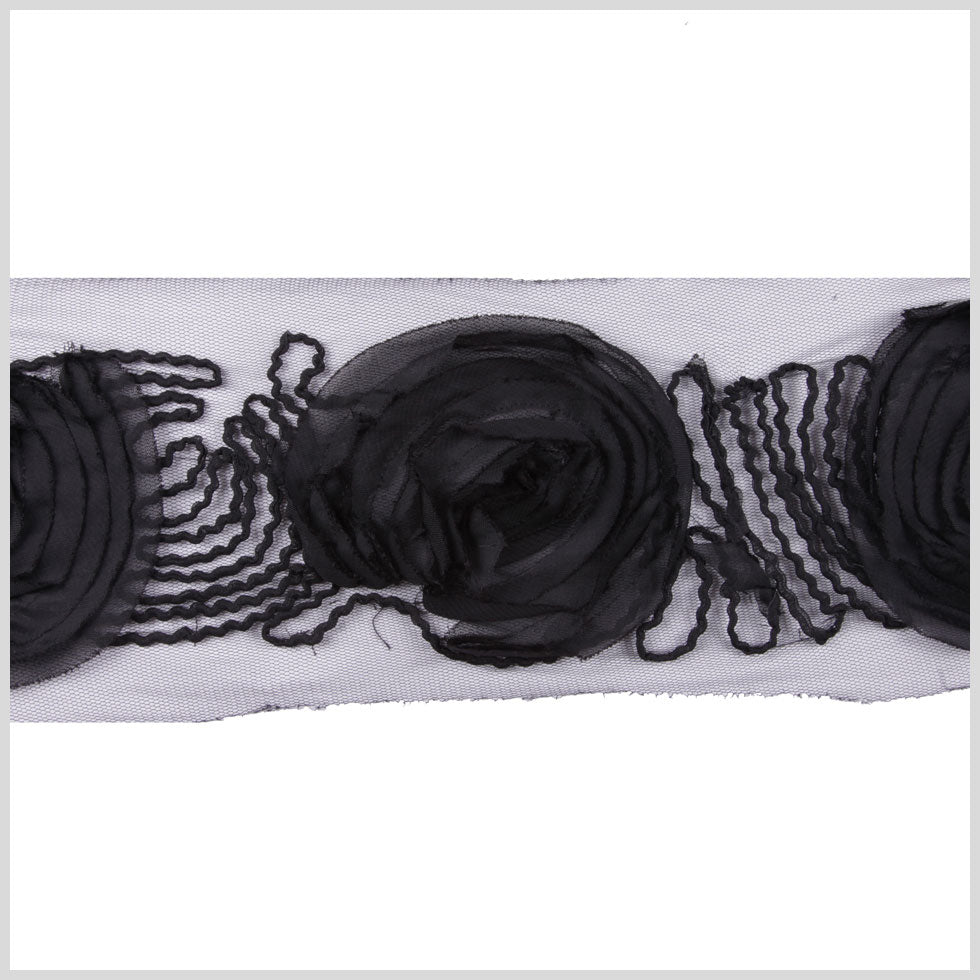 5" Black Floral Lace