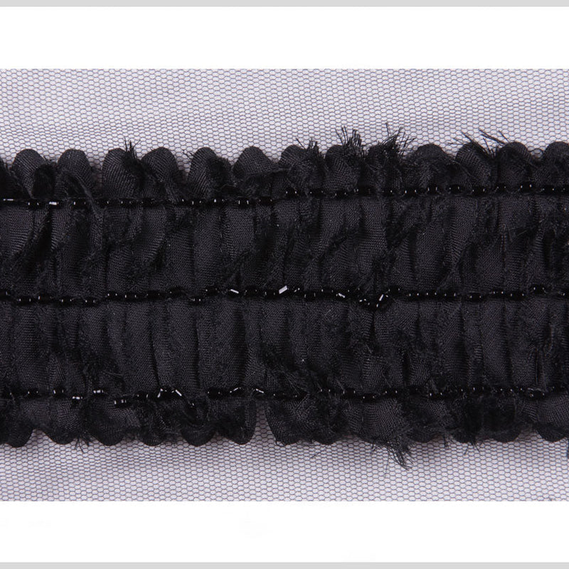 Black Flower Beaded Trim