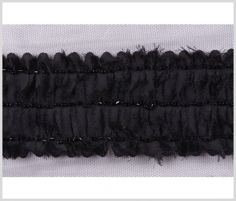 Black Flower Beaded Trim