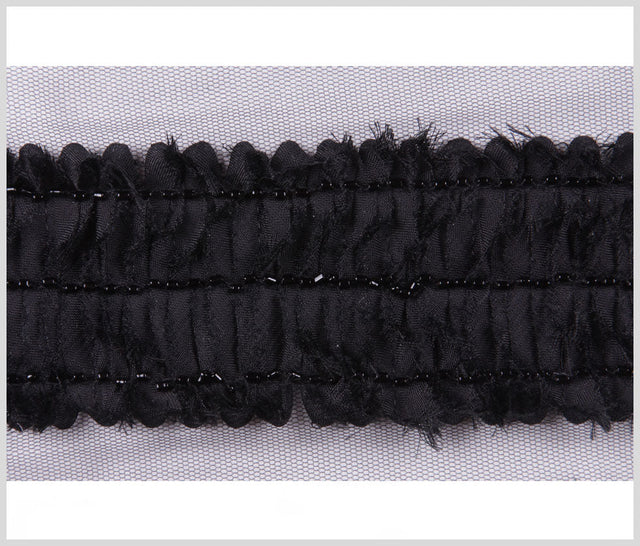 Black Flower Beaded Trim