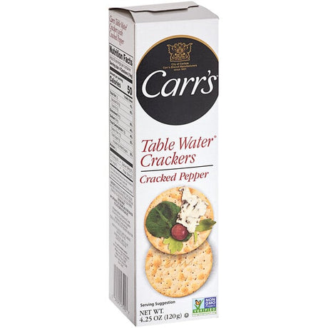 Carr's Table Water Cracked Pepper Crackers 4.25 oz. Box - 12/Case