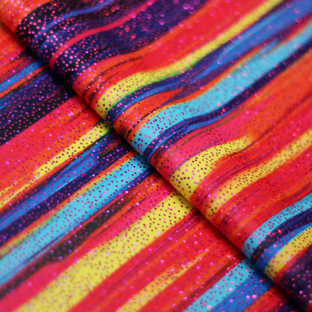 Sweet Stripes Polyester Spandex Fabric - Multicolor Stripes, 58/60" Width, 200 GSM, Four-Way Stretch (1 Yard)