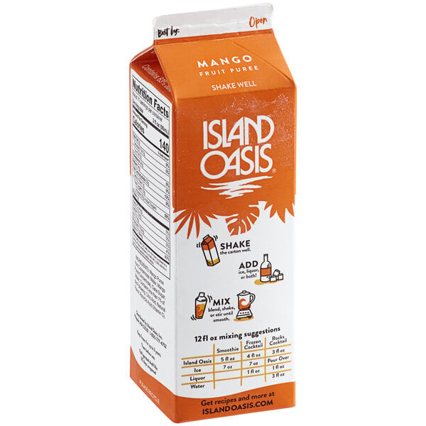 Island Oasis Mango Frozen Beverage Mix 32 fl. oz. - 12/Case