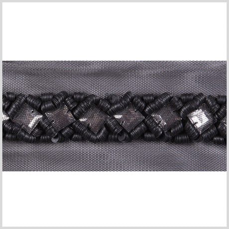 1.125" Black Beaded Sequin Trim