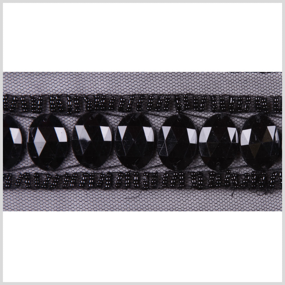 1.625" Black Beaded Sequin Trim