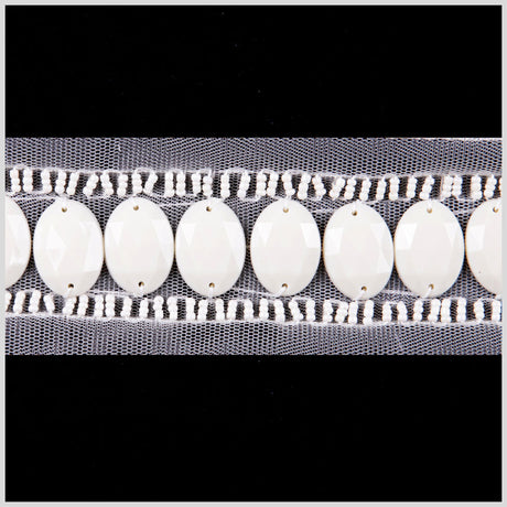 1.625" Beige Beaded Sequin Trim