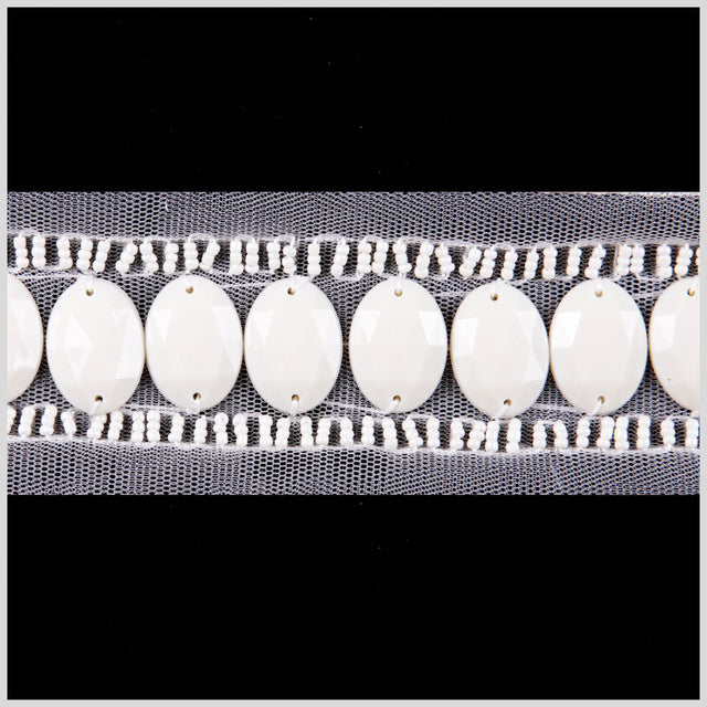 1.625" Beige Beaded Sequin Trim