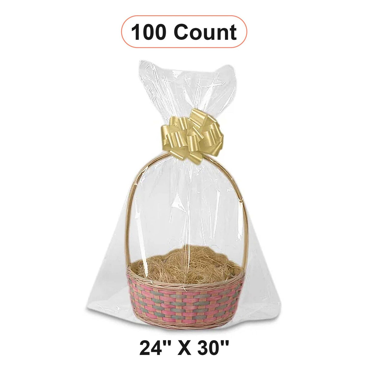 Round Bottom Basket Bags 24'' X 30'' Durable Design