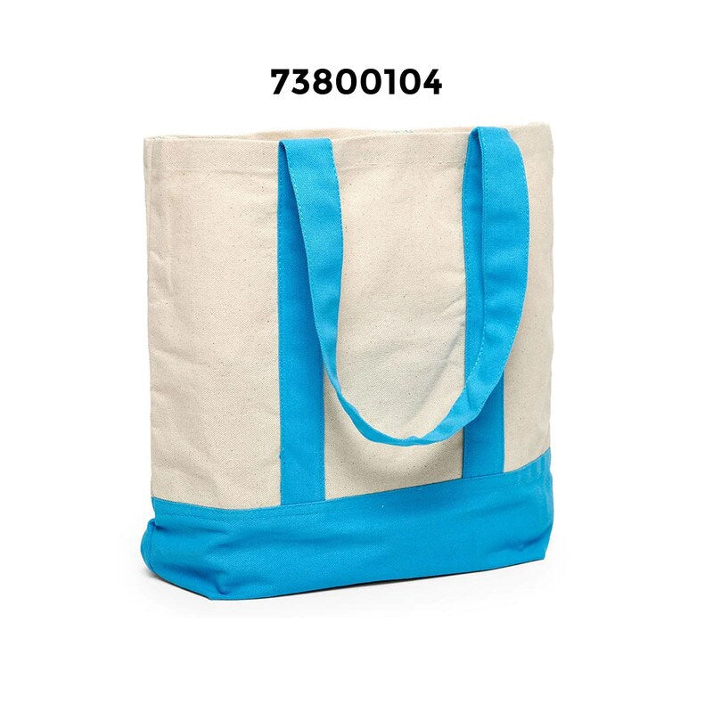 Chic Canvas Tote Bag with Two-Tone Accent 14 5/16" x 4 1/4" x 12 1/2"