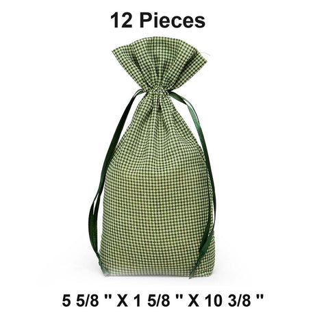 Gingham Cotton Bag 5 5/8" x 1 5/8" x 10 3/8"